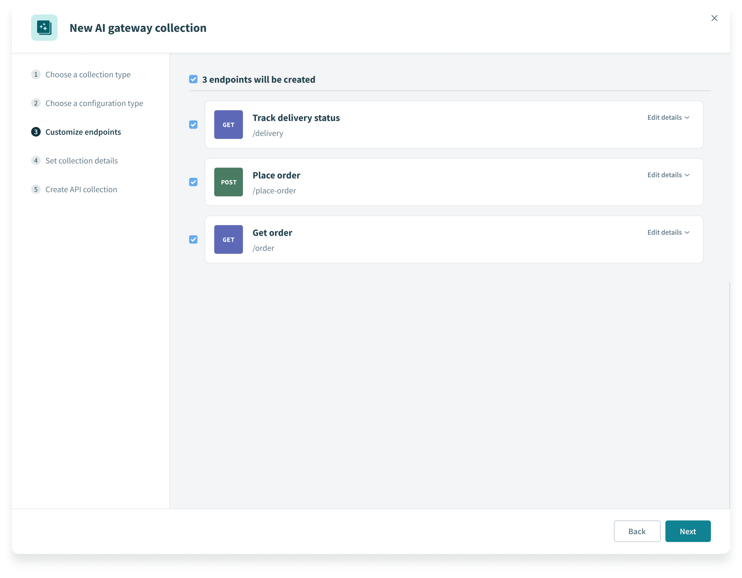 Customize AI gateway collection endpoints