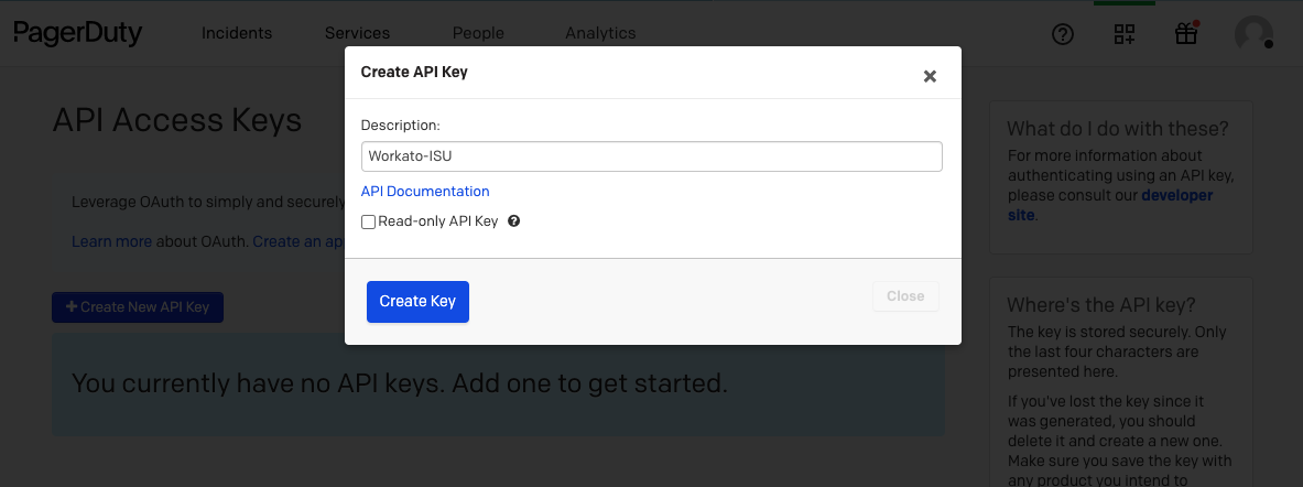 Provide the API key with write permissions