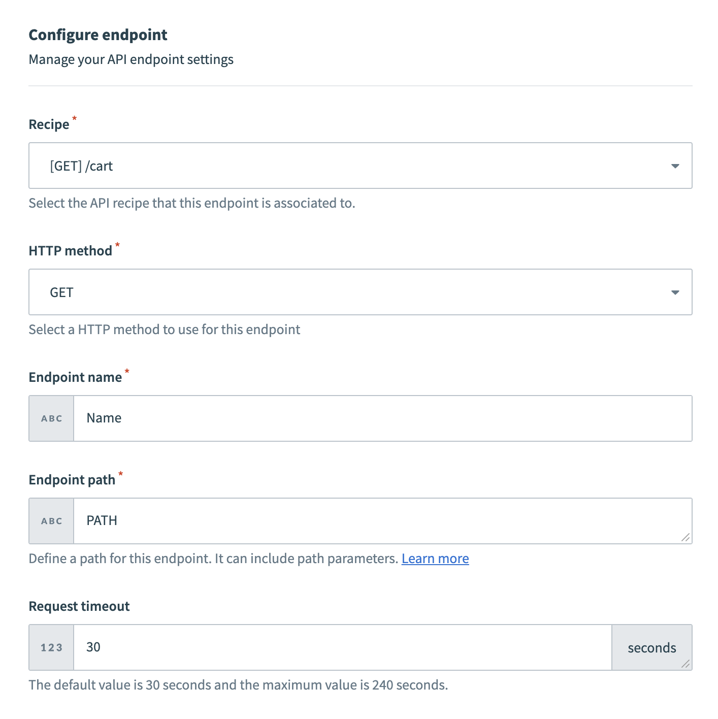 View a proxy-based endpoint's settings tab