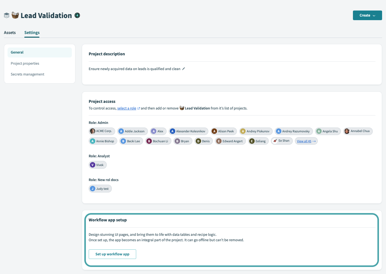 Click set up workflow app