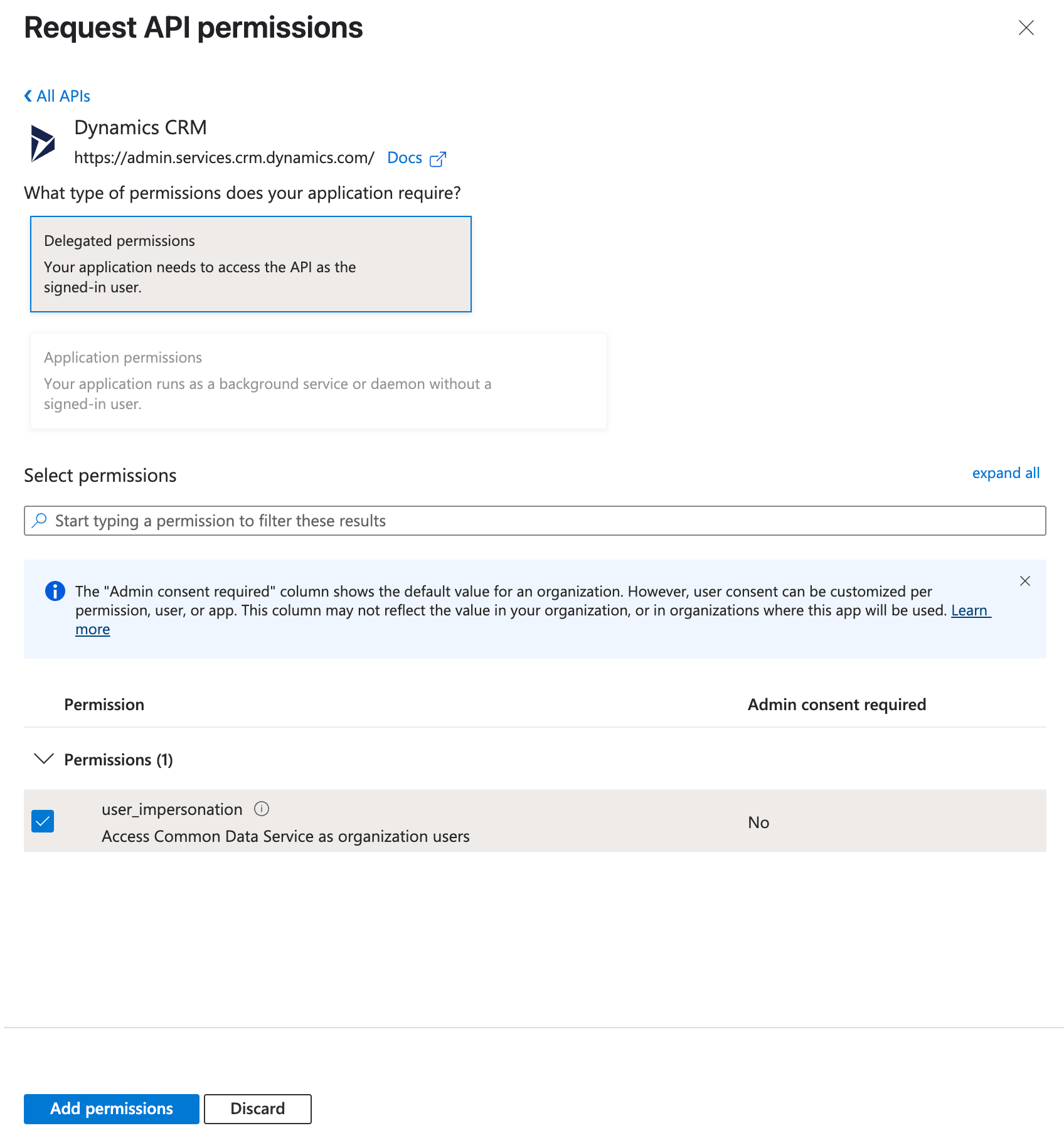 Select permissions