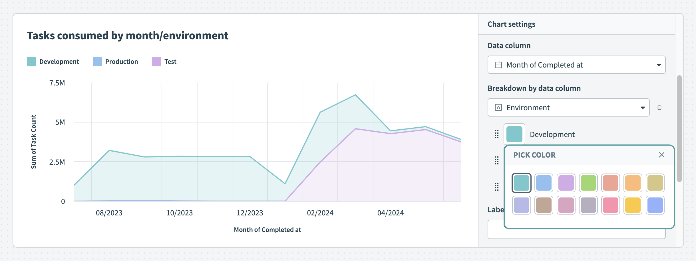 Customize the colors of your area graph