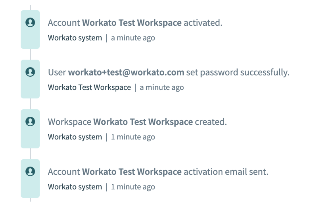 Provisioning tracked in activity audit log