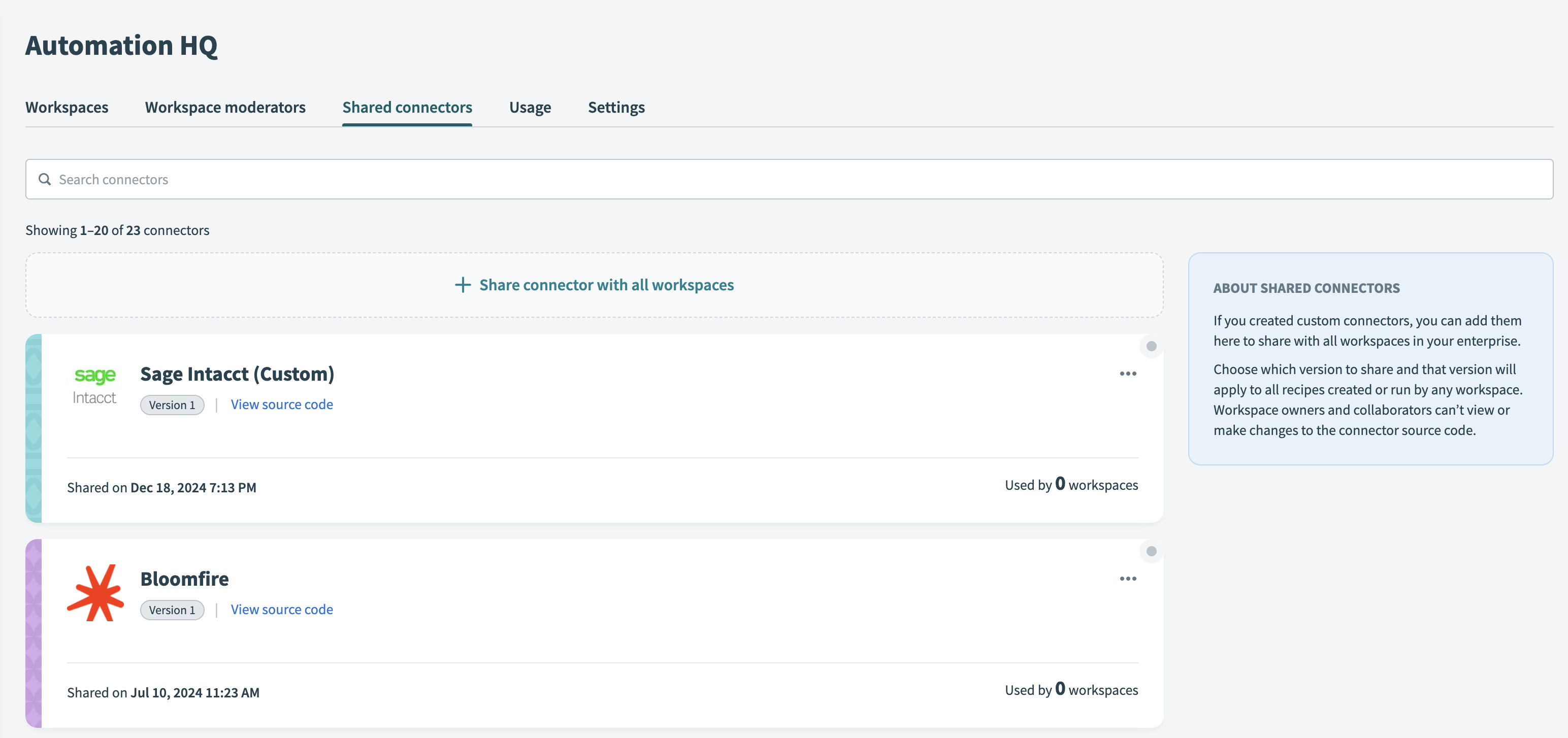 Shared Connectors Workato Docs