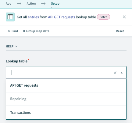 Available Lookup tables