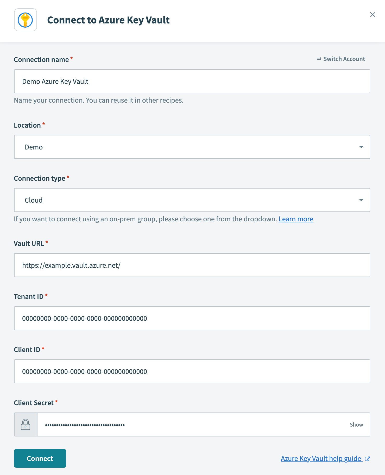 Configure Azure Key Vault connection