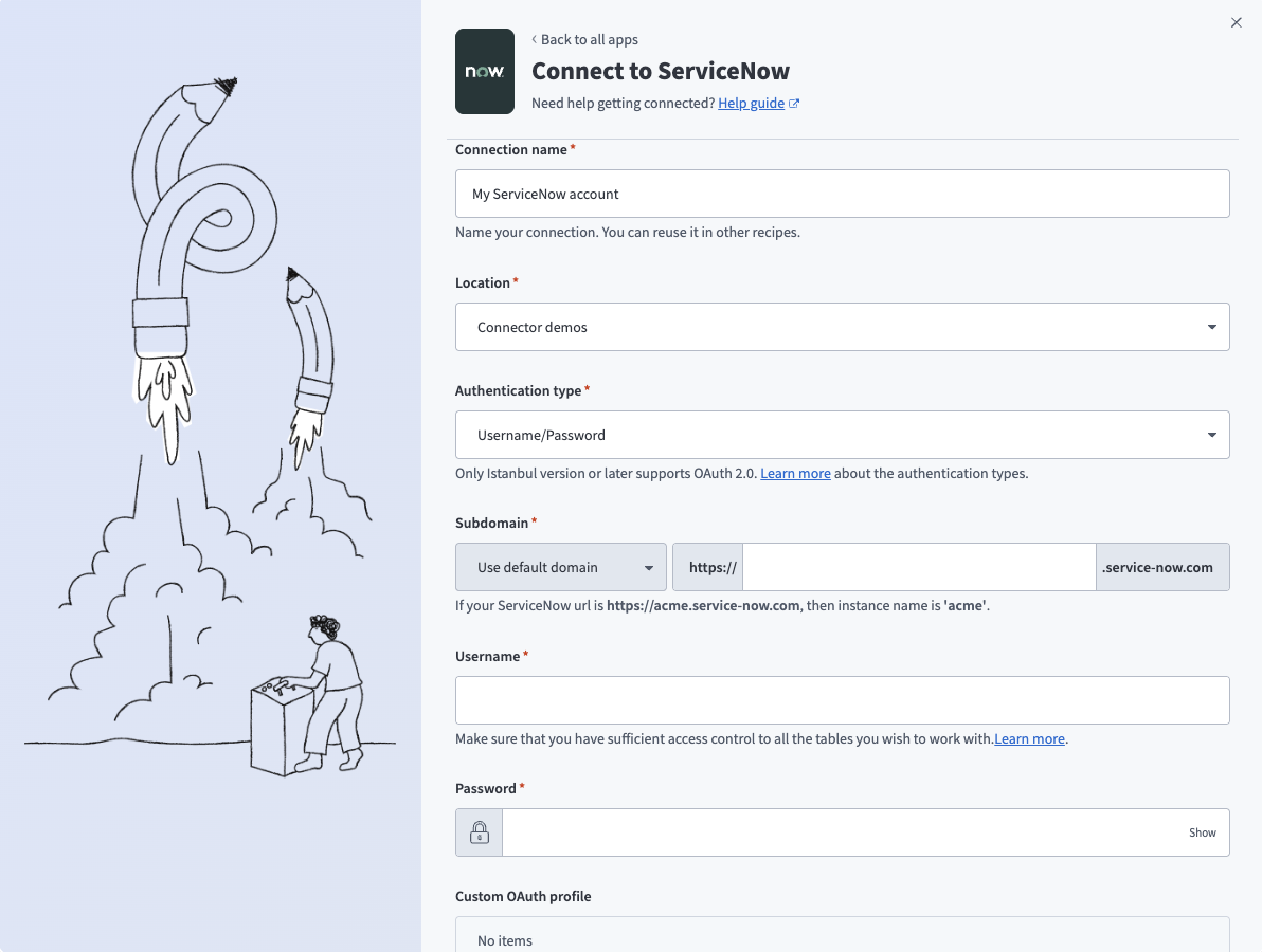 Username/Password connection