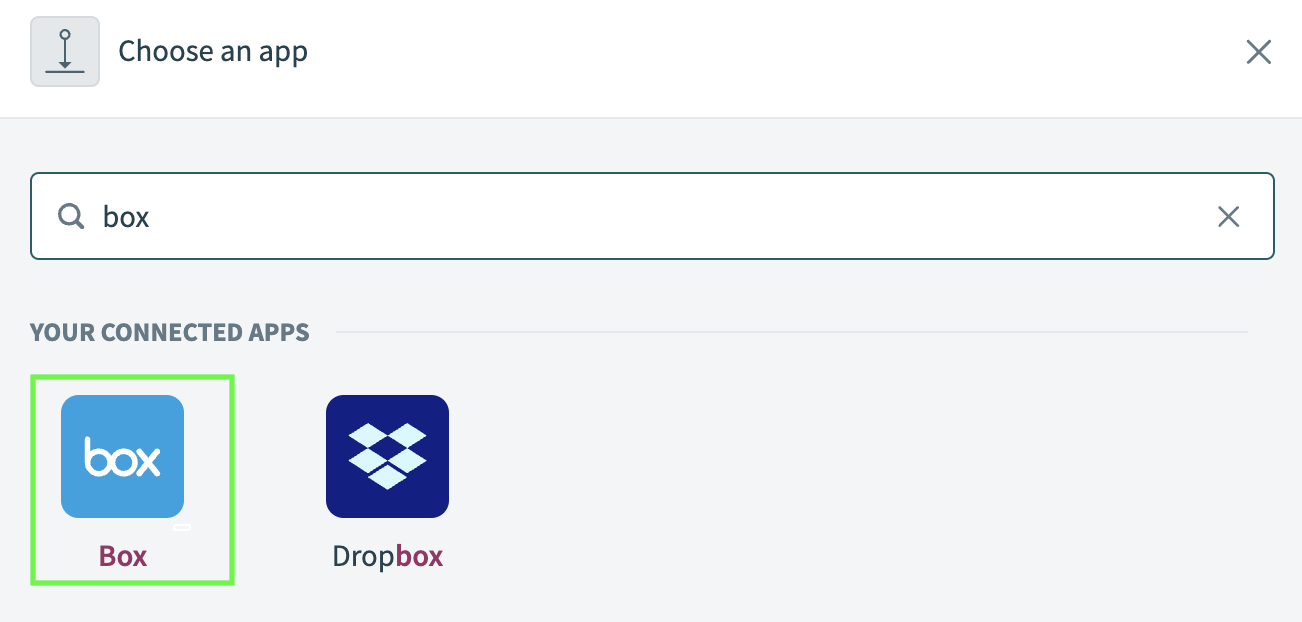 Choose Box as your app