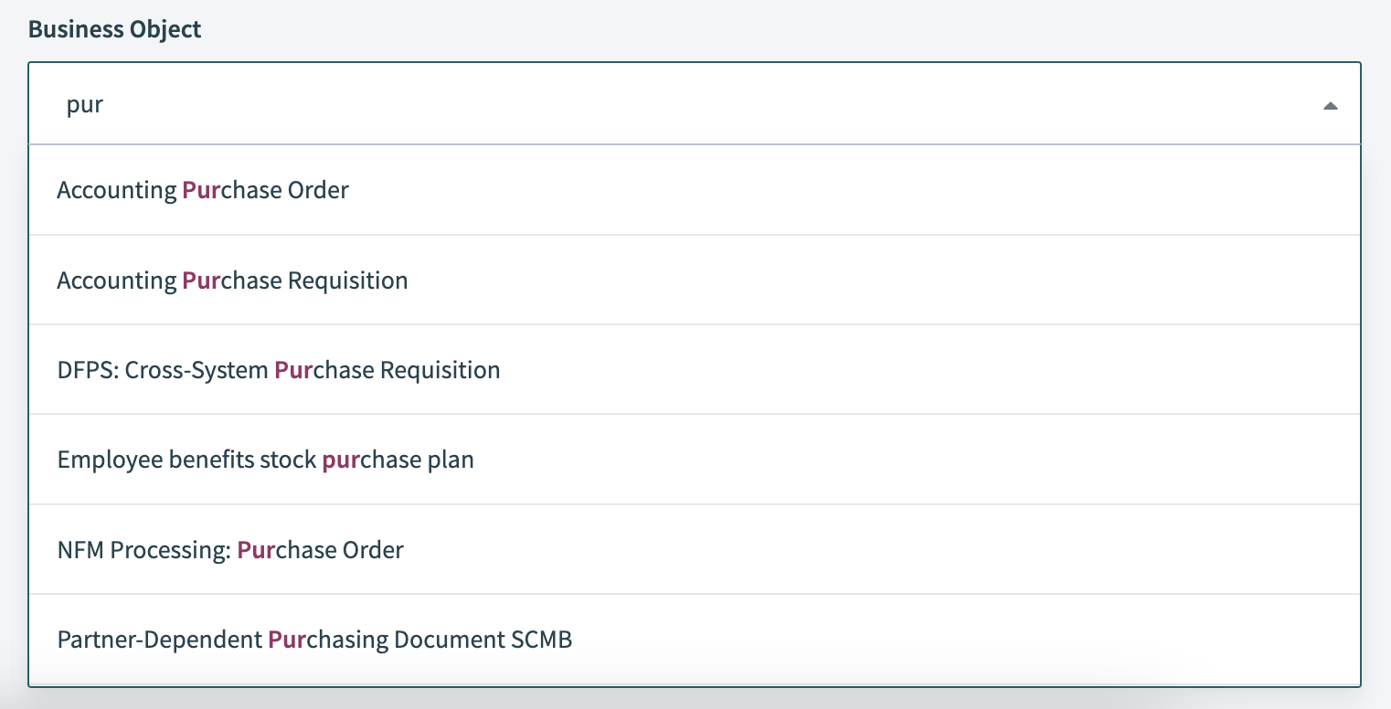 business process dropdown