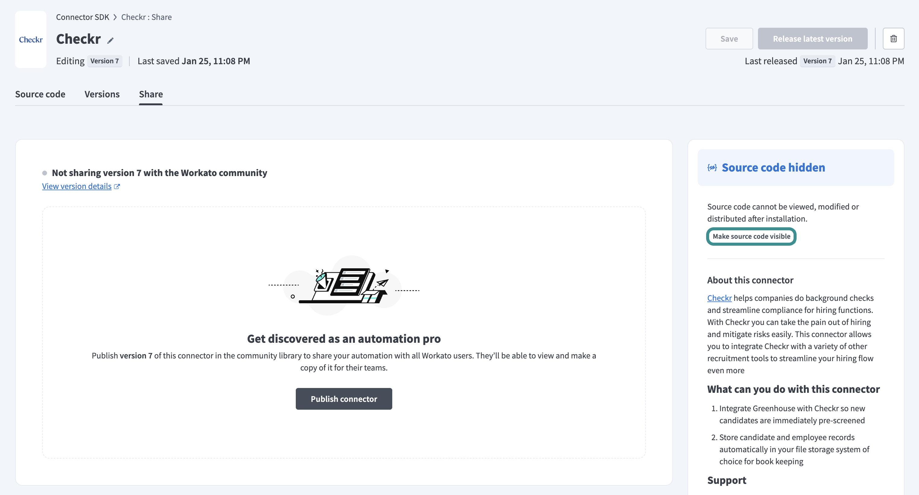 Change source code button