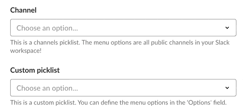 Channel menu options
