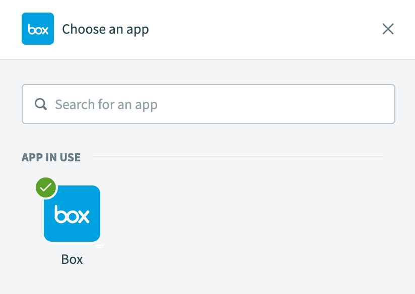 Choose Box as your app