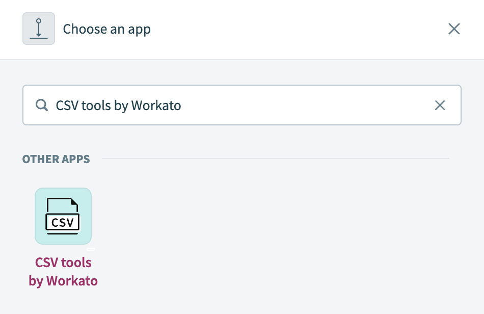 Choose CSV tools by Workato