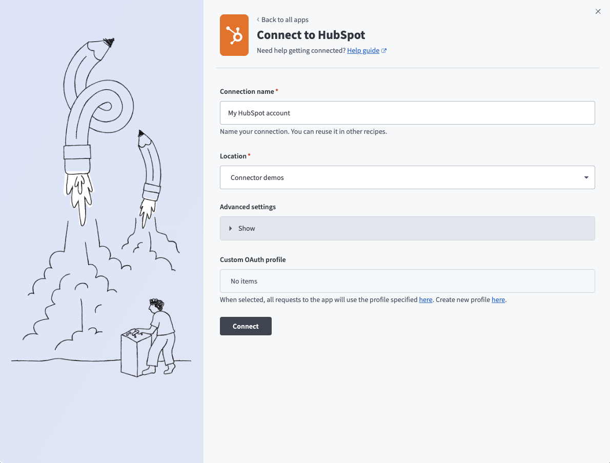 Choose a HubSpot connection