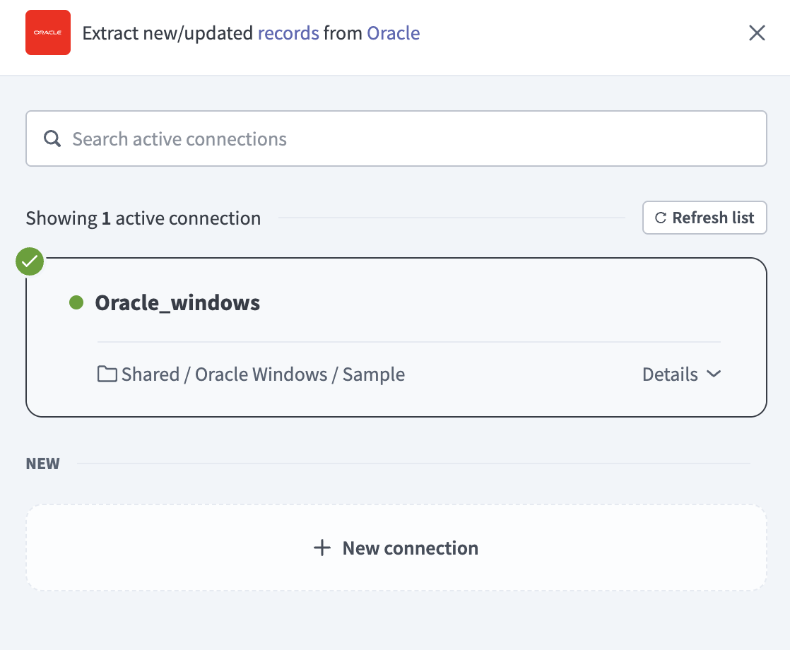 Choose a Oracle connection