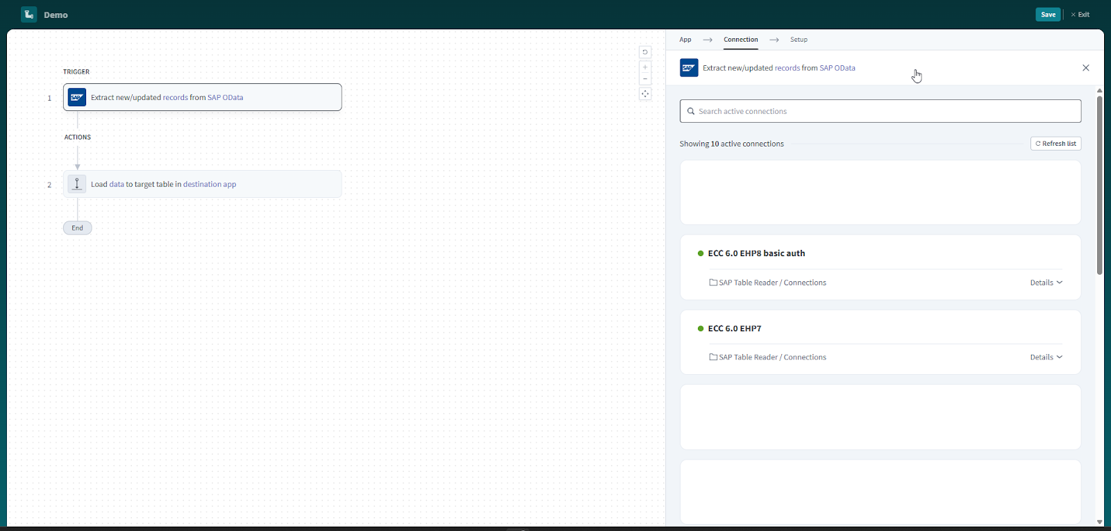 Choose the SAP OData connection