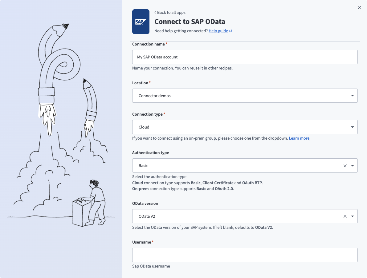 Create an SAP OData connection
