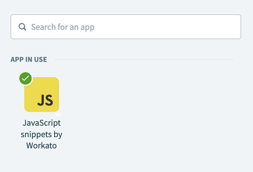 Choose JavaScript snippets by Workato