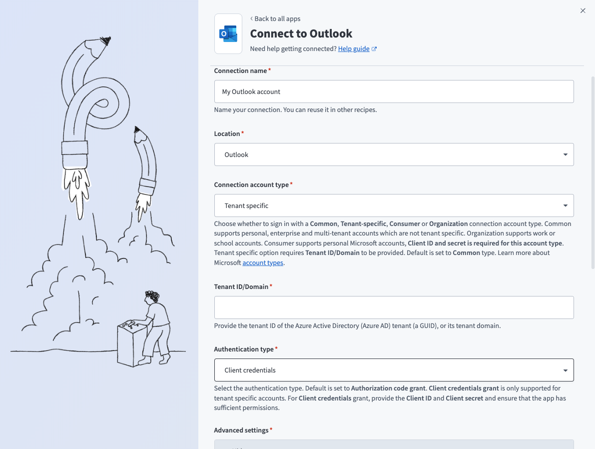 Client credentials connection
