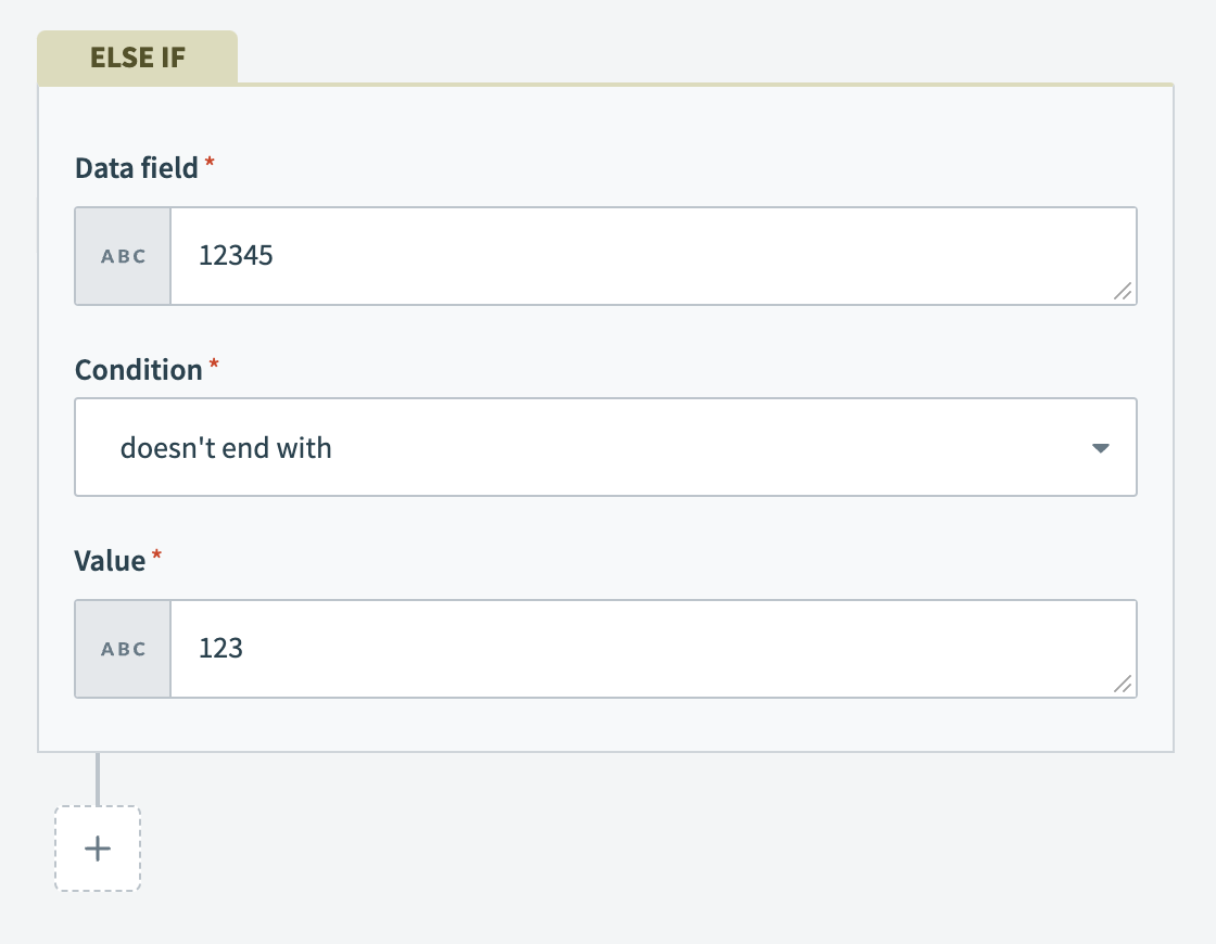 Comparing number types for doesn't end with condition