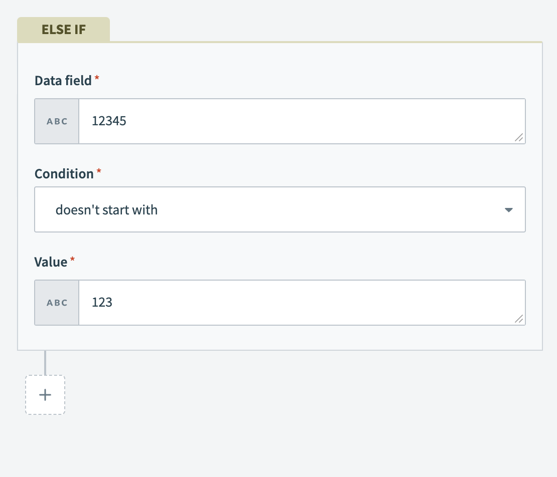 Comparing number types for doesn't start with condition