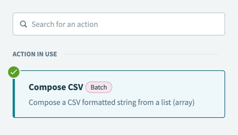 Select the Compose CSV action