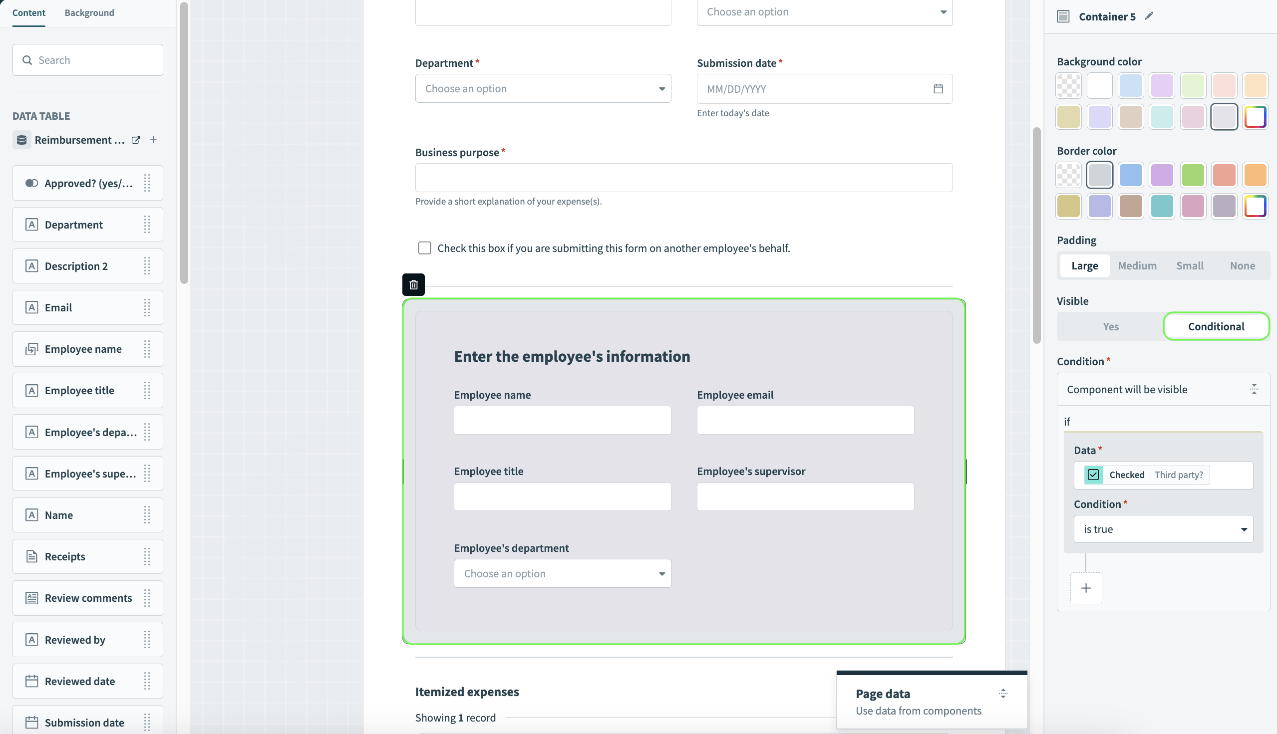 Set visibility to conditional