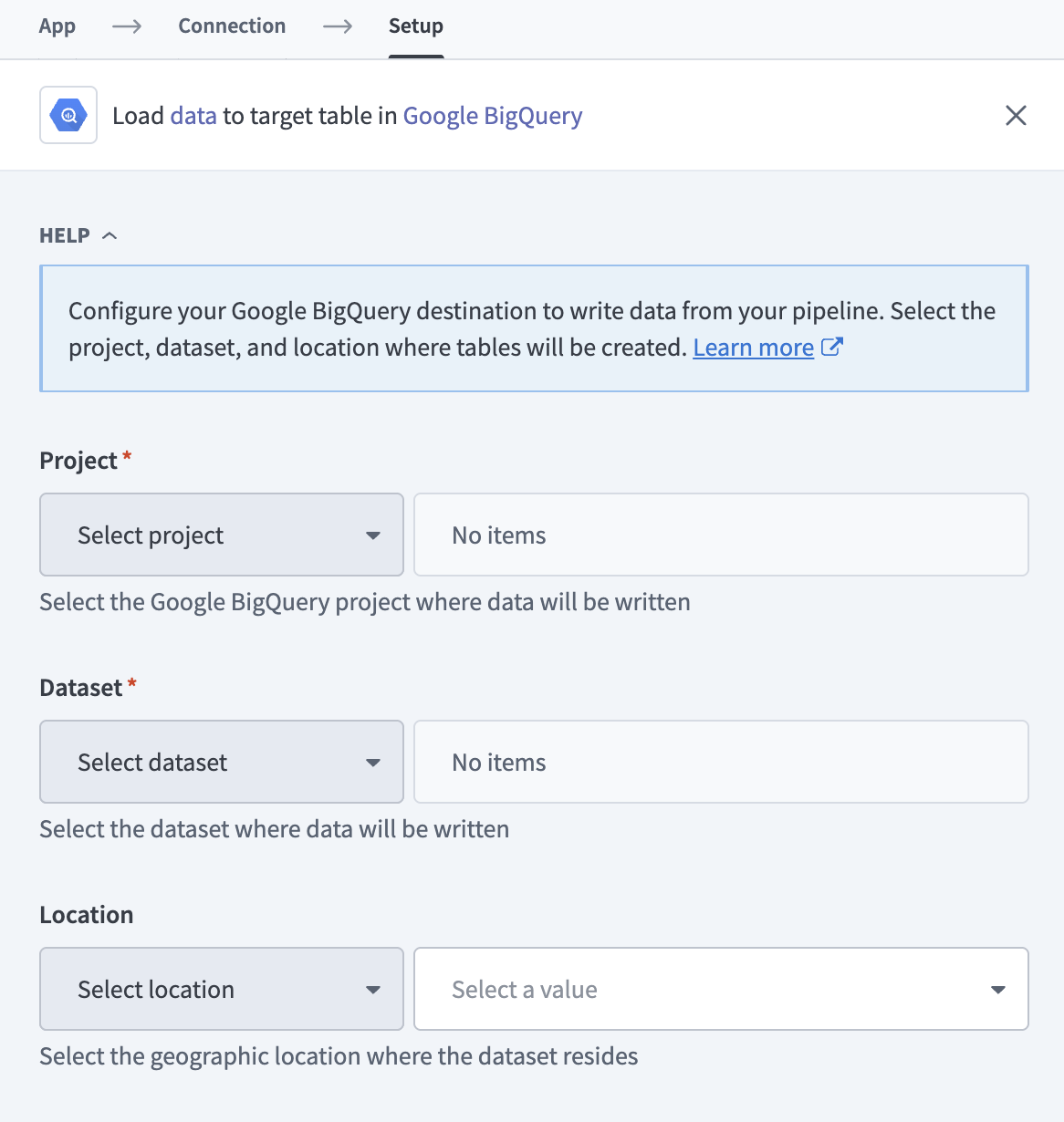 Configure your Google BigQuery destination