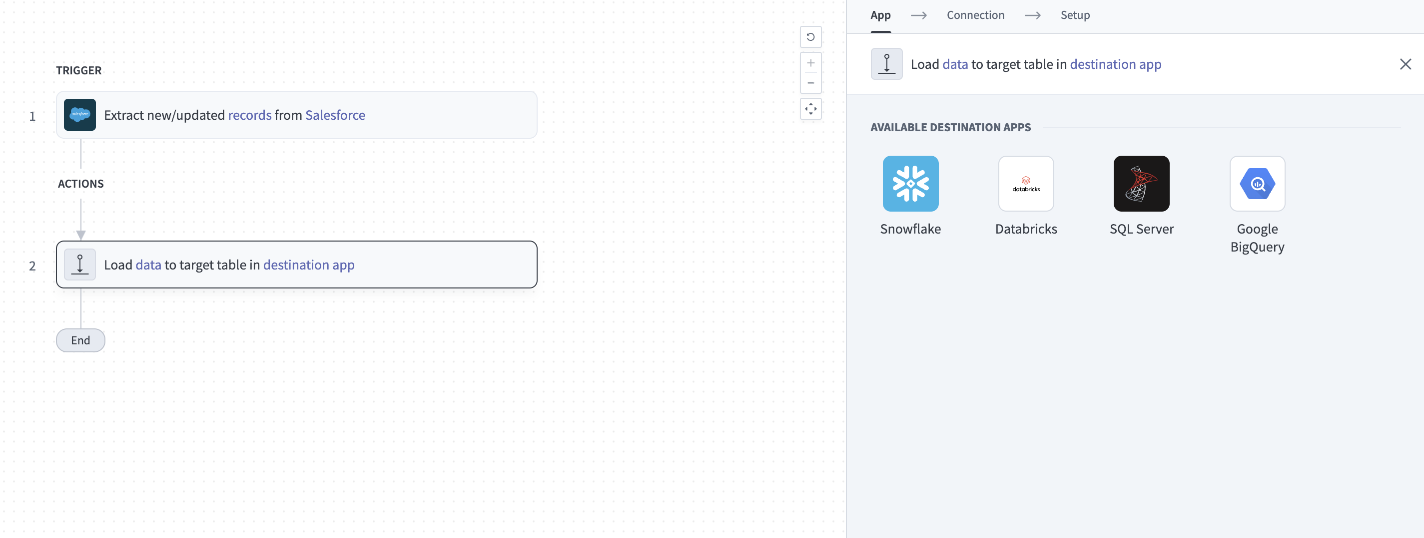 Load data to target table in destination app