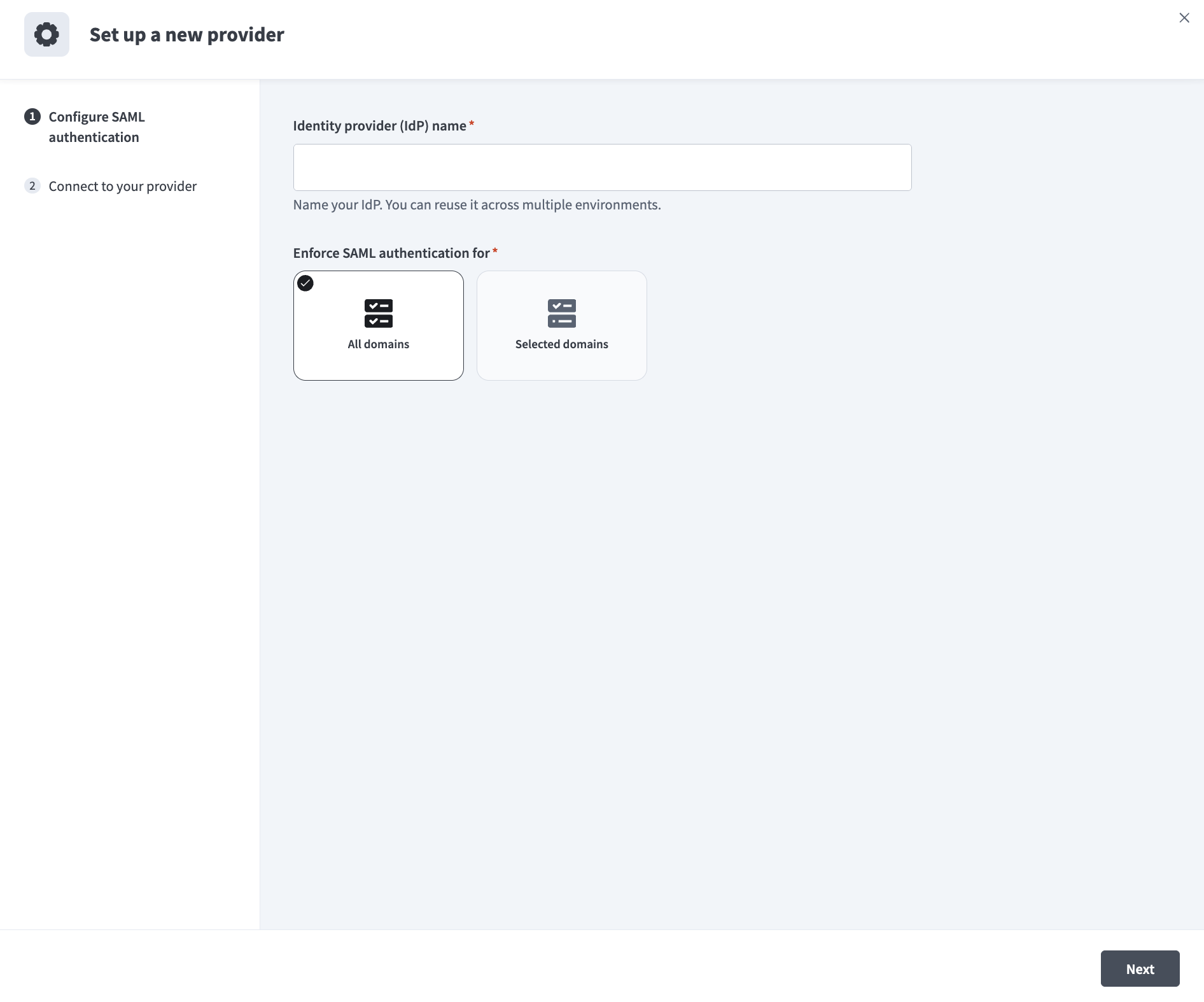 Configure SAML authentication