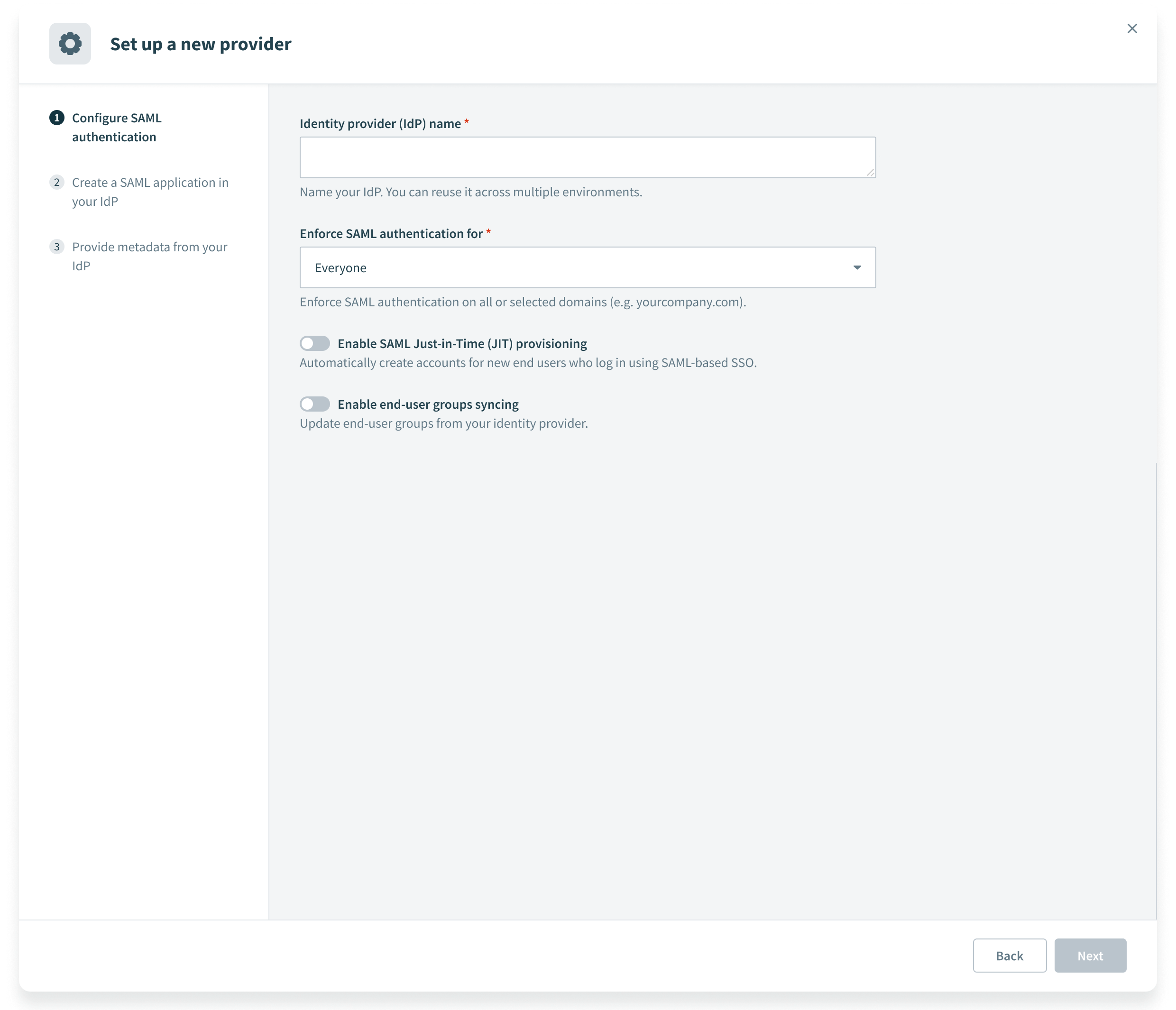 Configure SAML authenticatio