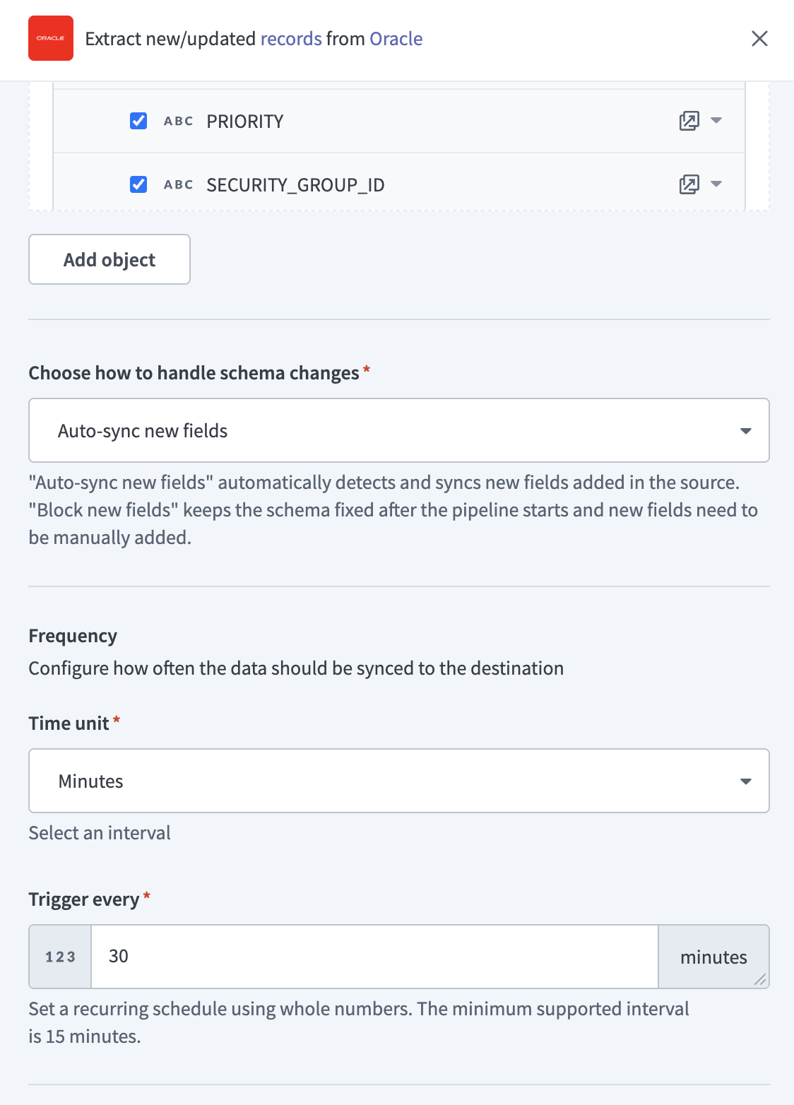 Configure sync frequency