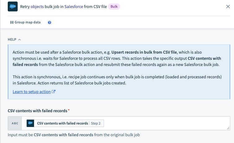 Configured retry bulk operation action