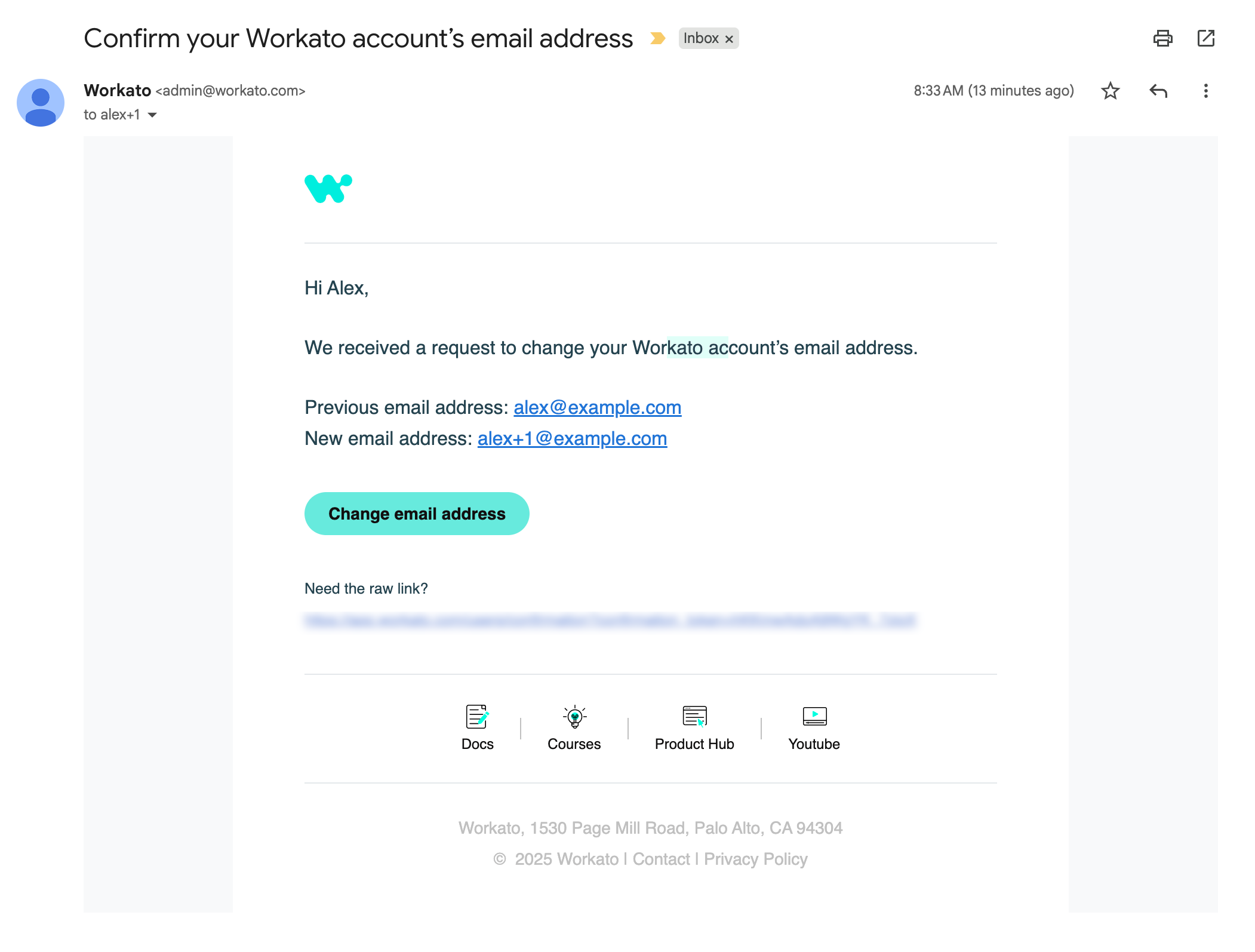 Confirm the new email address
