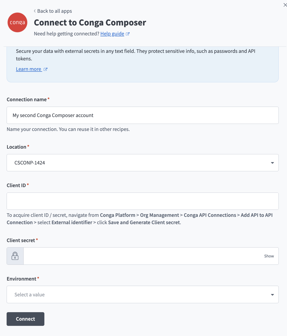 Conga Composer connection