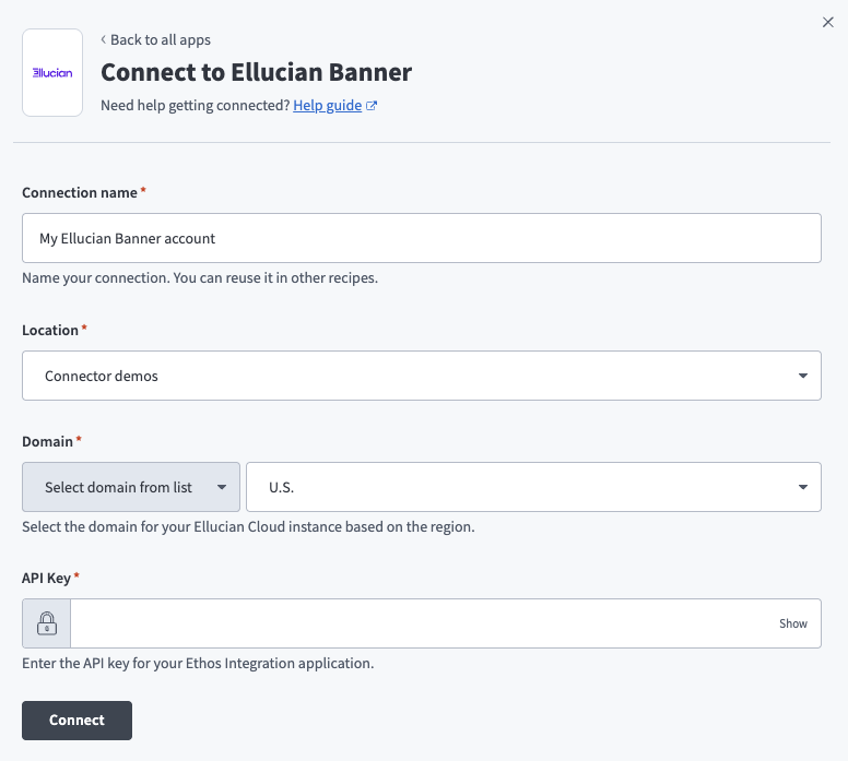 Ellucian Banner connection setup