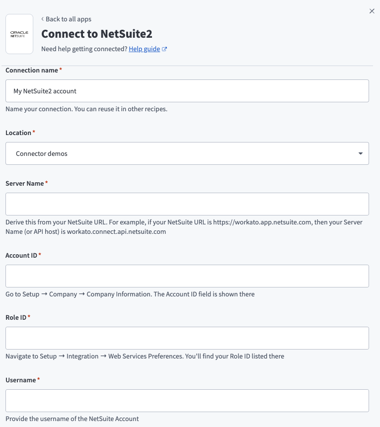 NetSuite2 connection setup