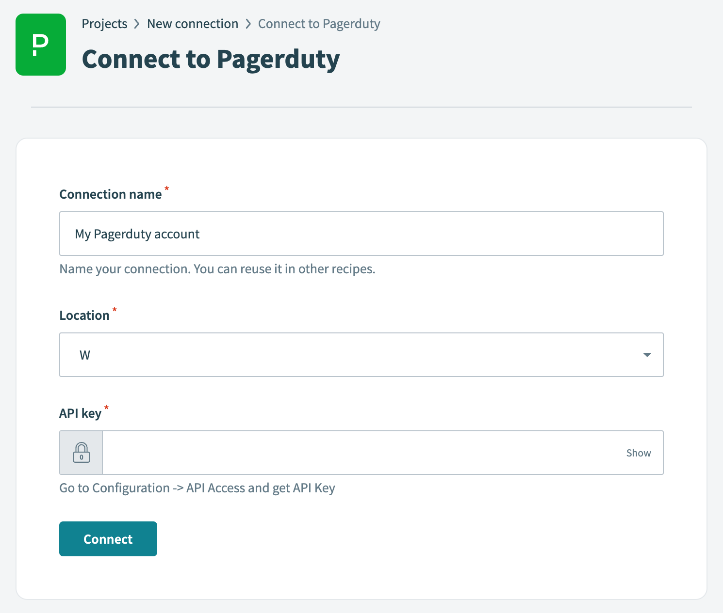 PagerDuty connection setup