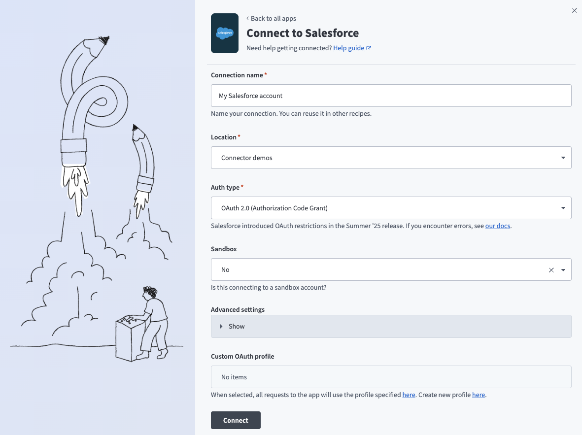 Salesforce connection setup