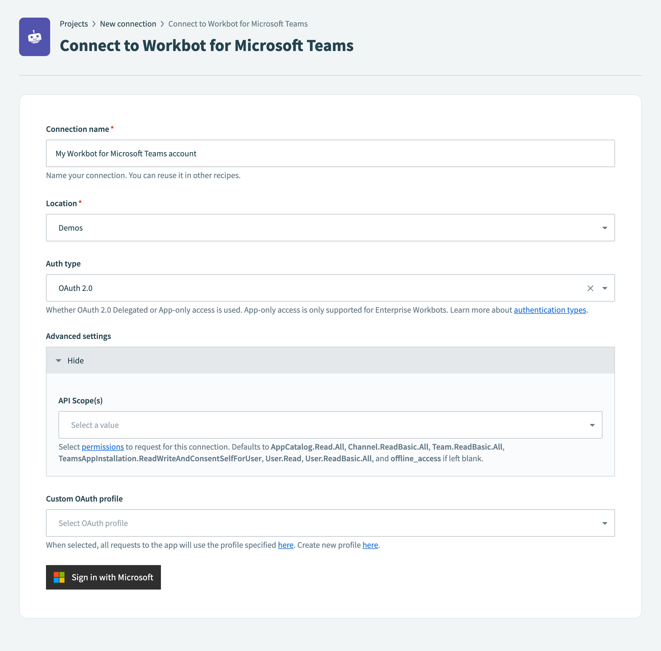 Connect to Workbot for Microsoft Teams