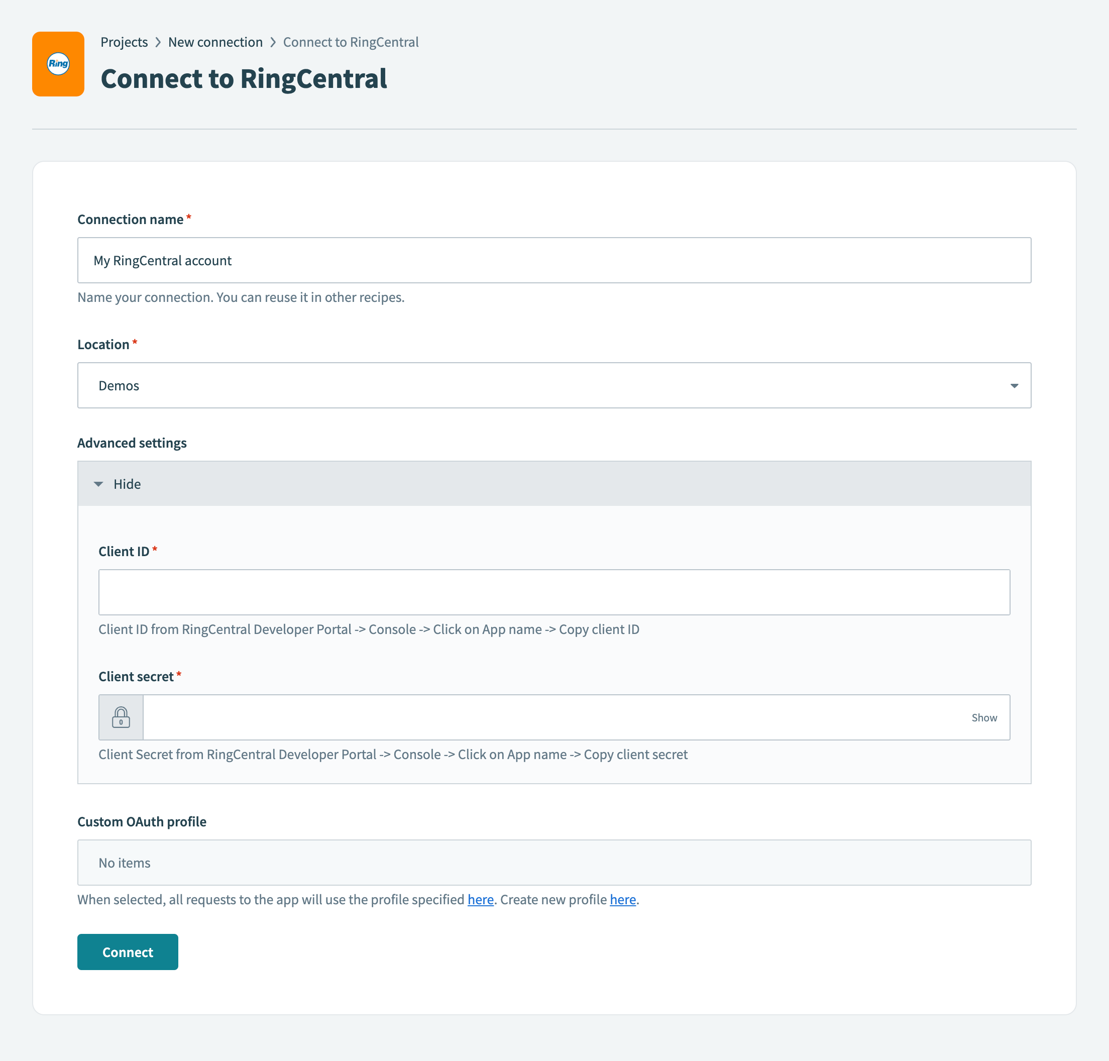 Connect to RingCentral