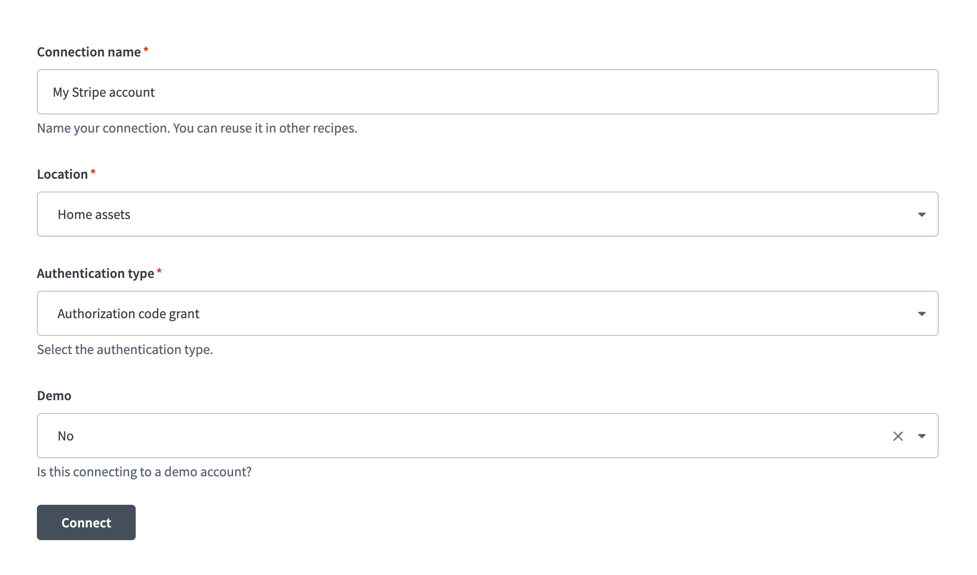 Stripe connection setup