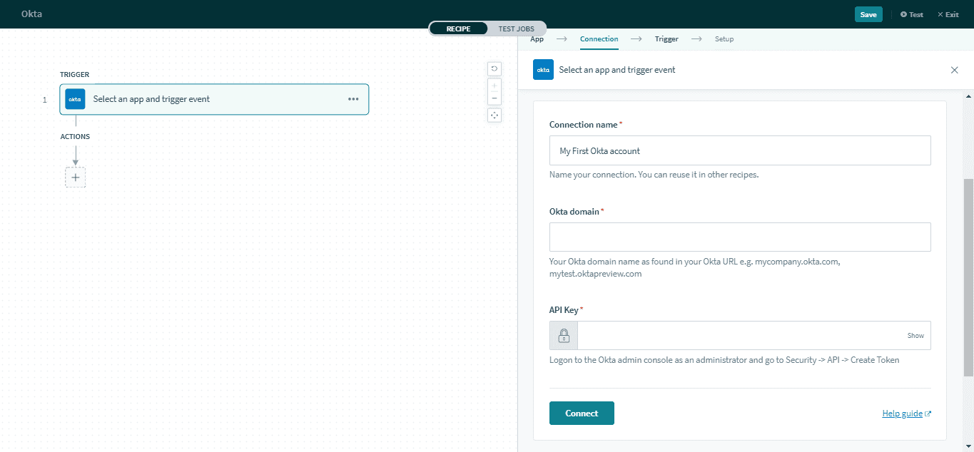 Okta connection setup