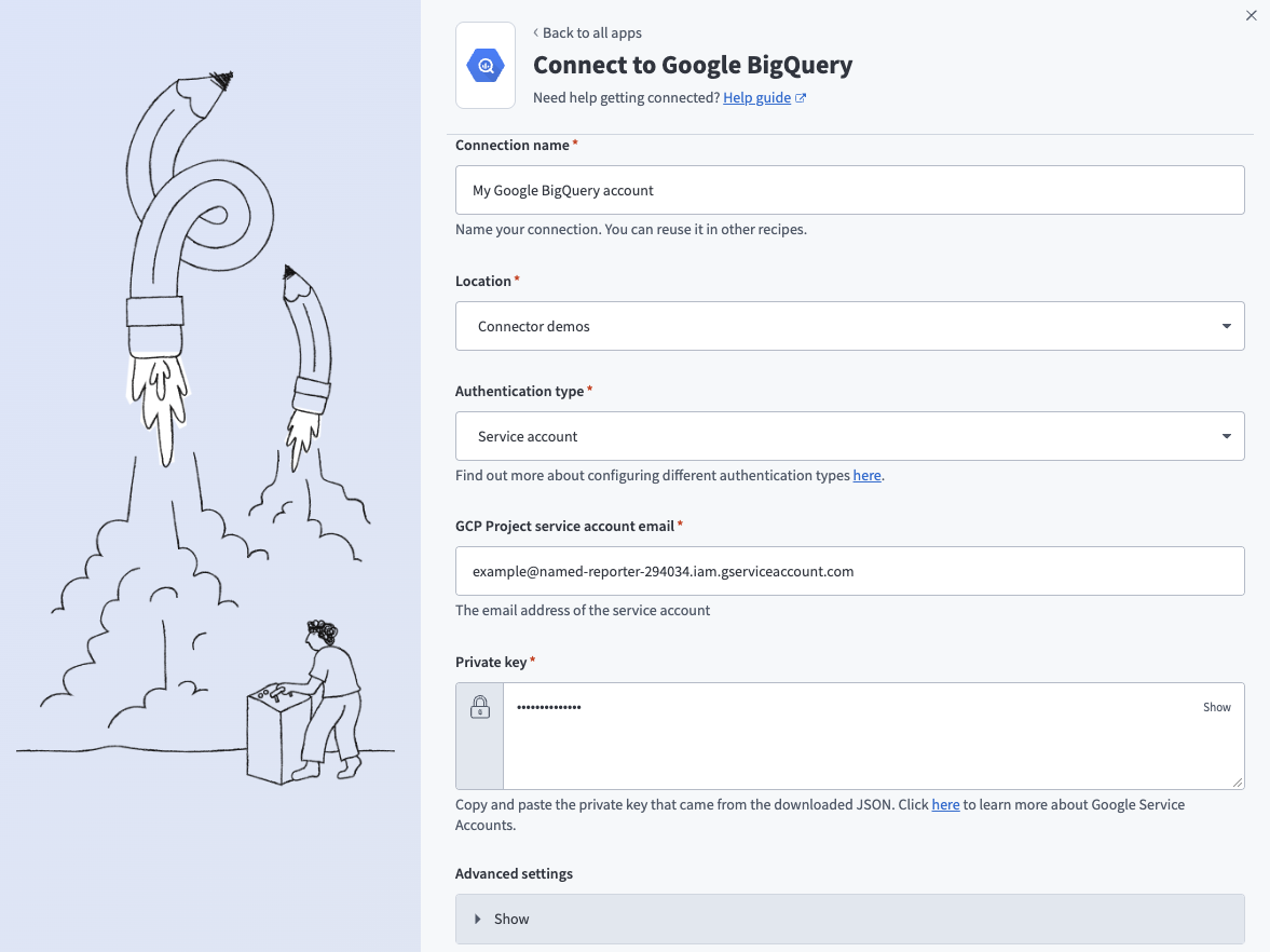Configuring Google BigQuery connection