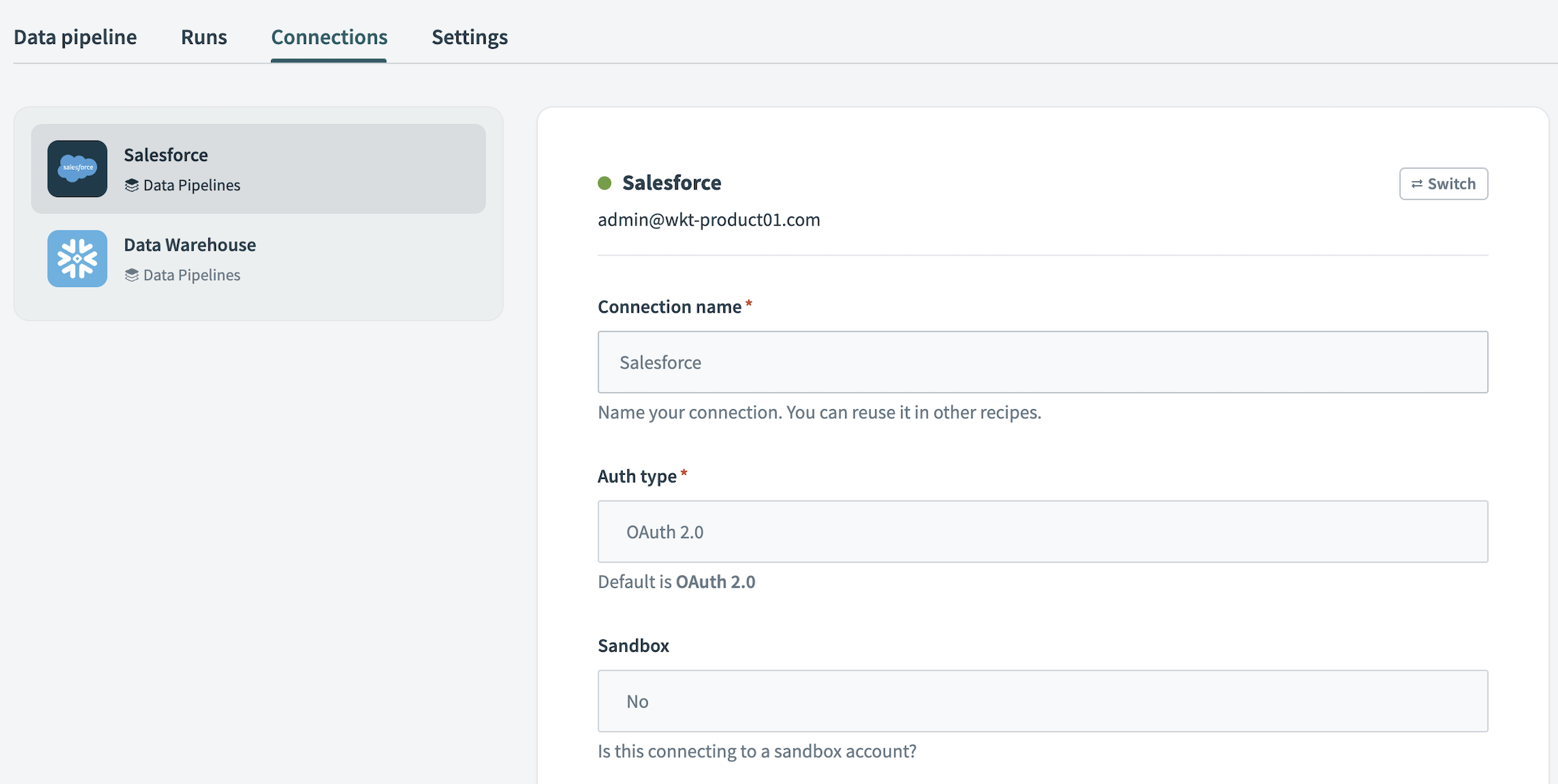 Connections tab