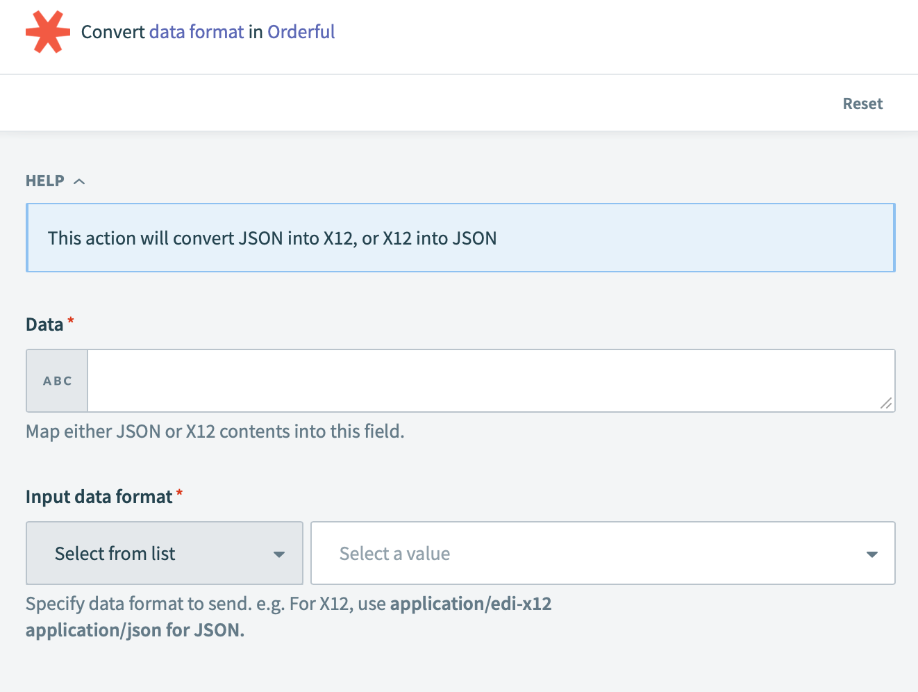 Orderful - Convert data format action