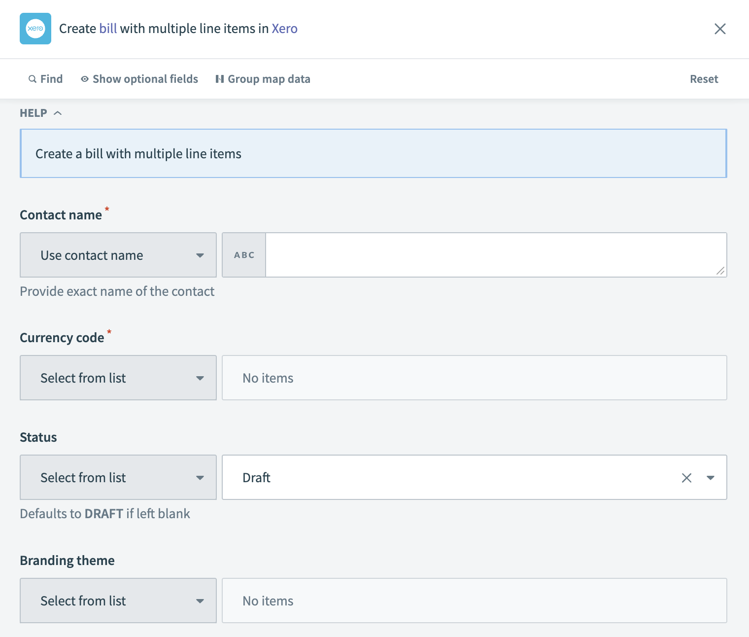 Create bill with multiple line itemx