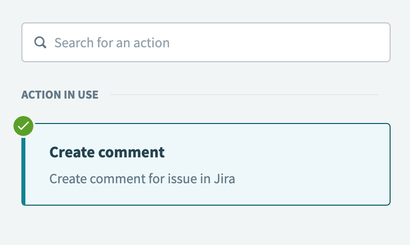 Select the Create comment action