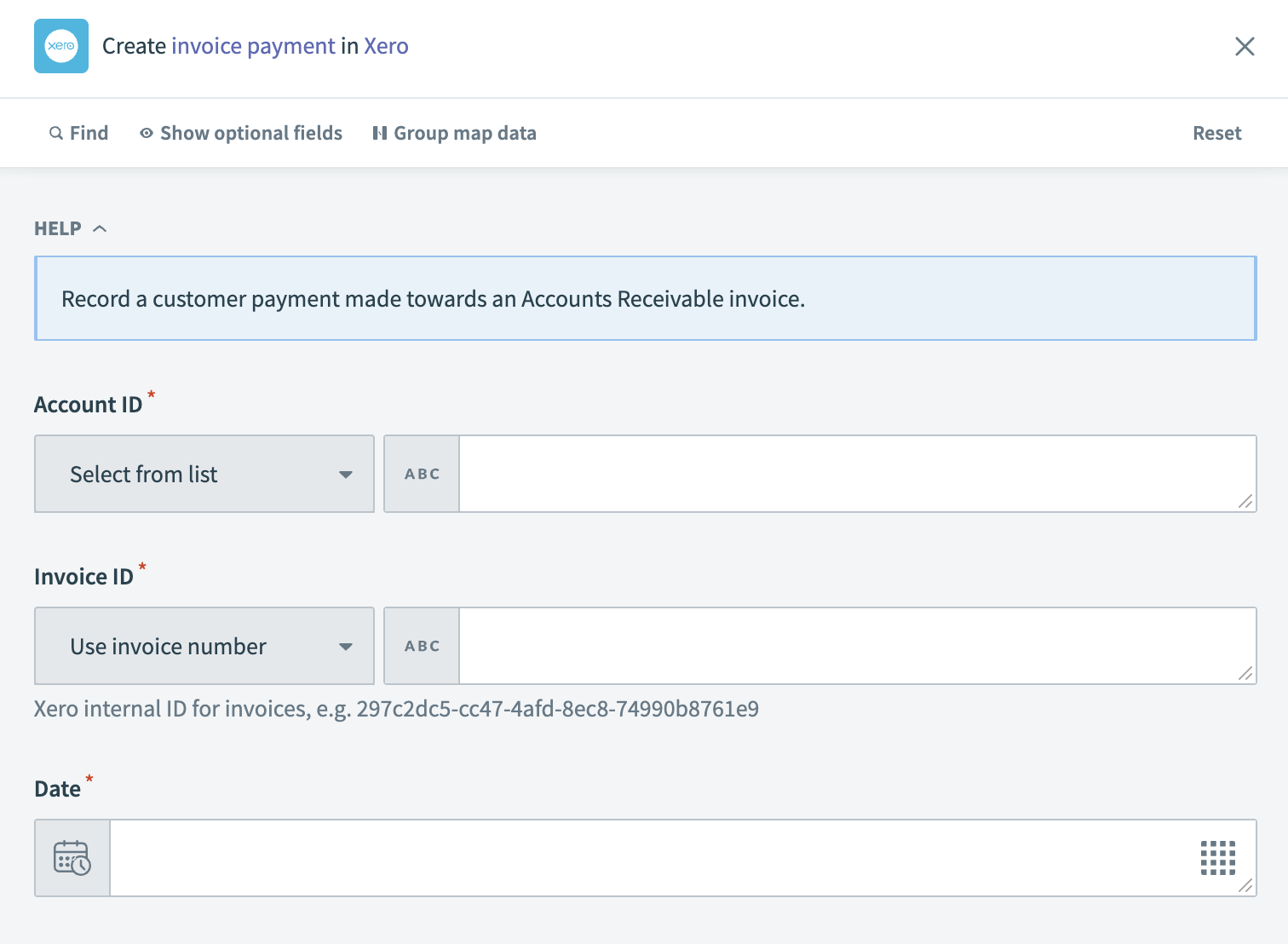 Create invoice payment action