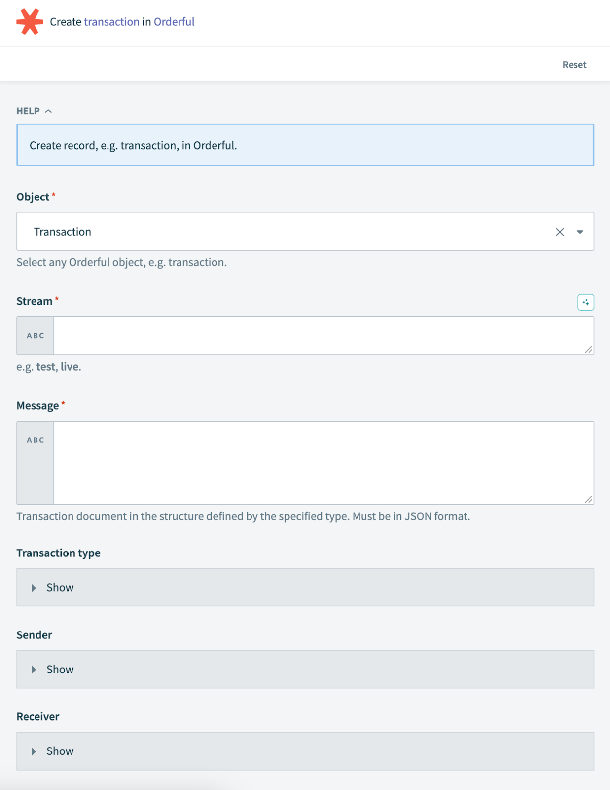 Orderful - Convert data format action